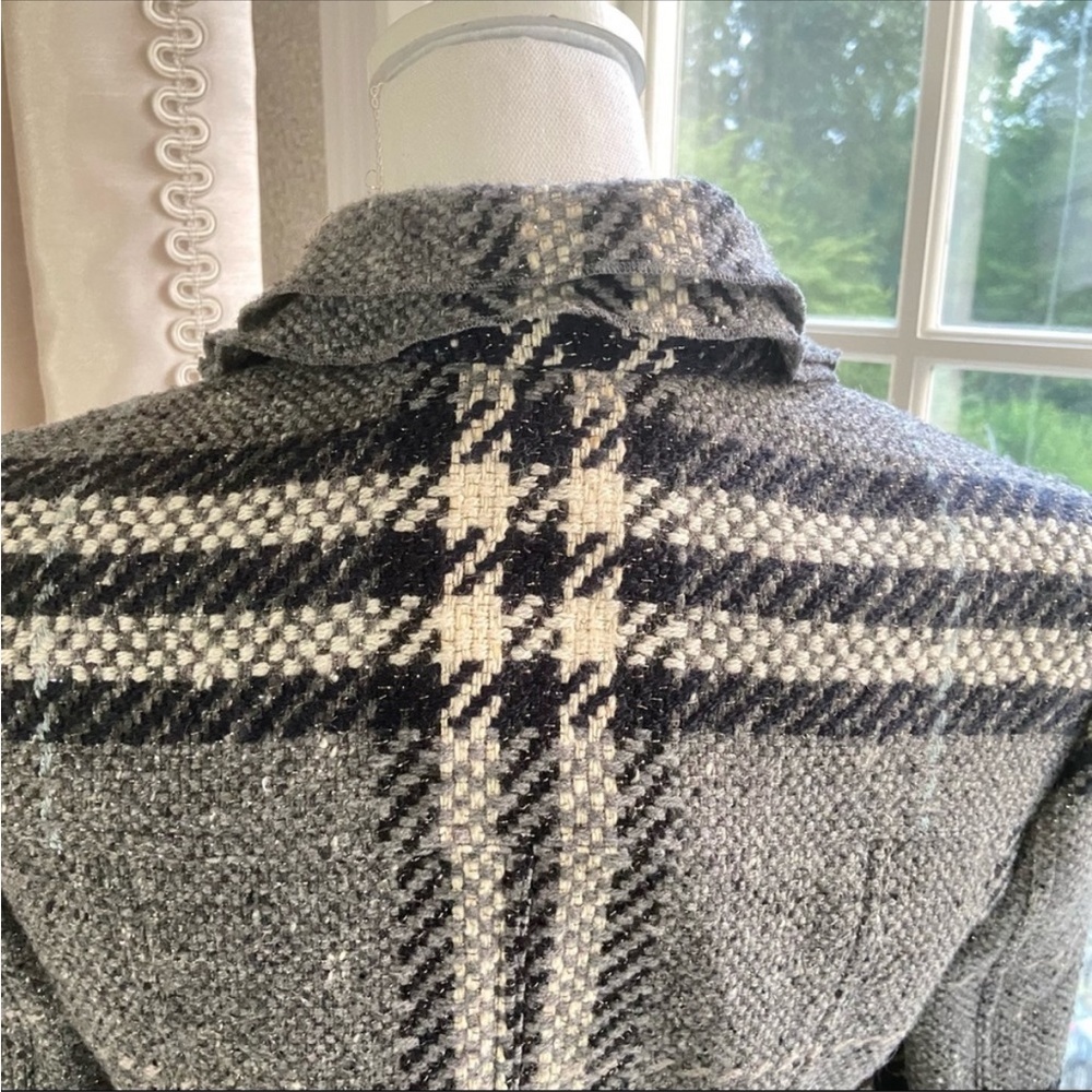 Burberry short gray metallic plaid wool jacket - Picture 10 of 13